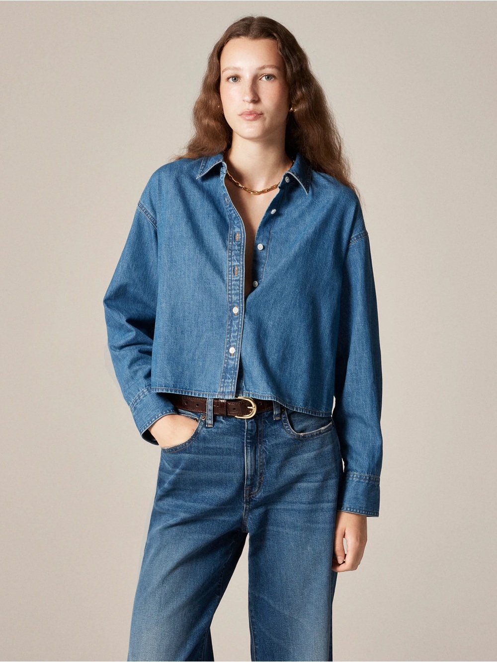J.Crew Etienne cropped chambray shirt